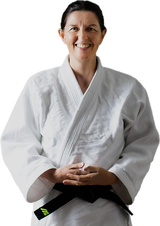 Portrait of Fiona Spence, Life Coach, with Black Belt 